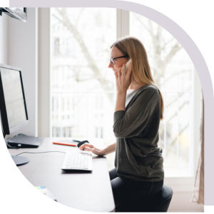 Woman with good posture at desk