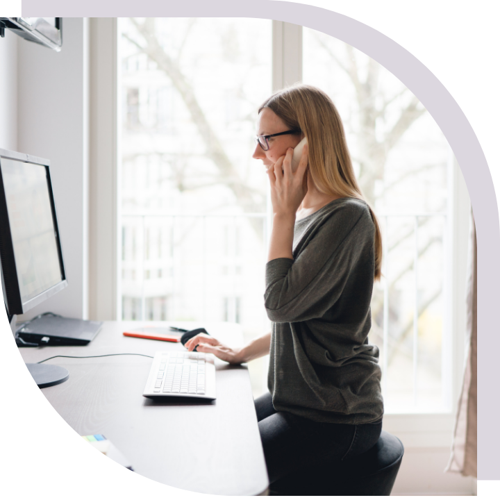 Woman with good posture at desk