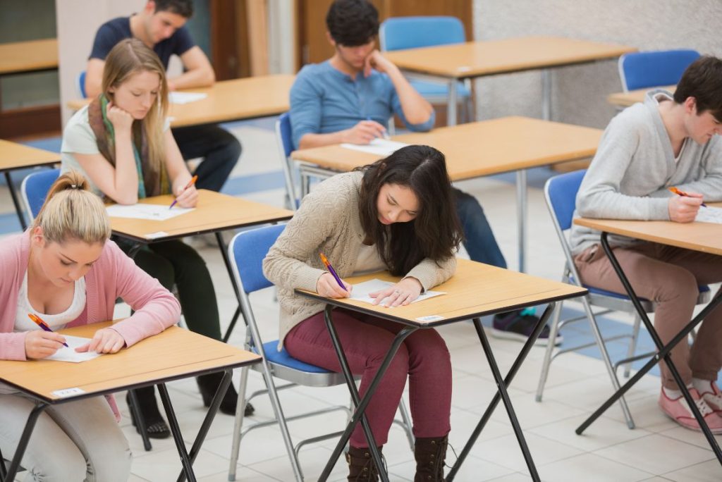 Students taking exams