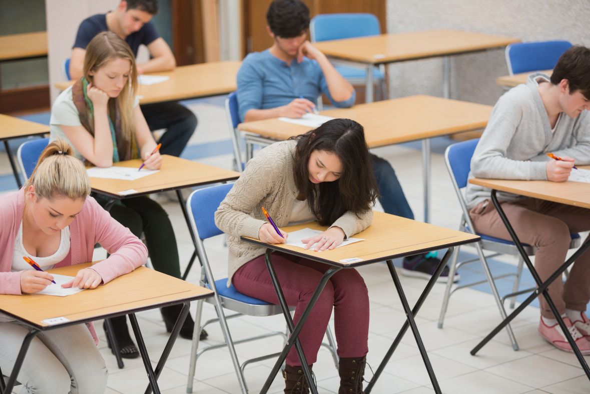 Students taking exams